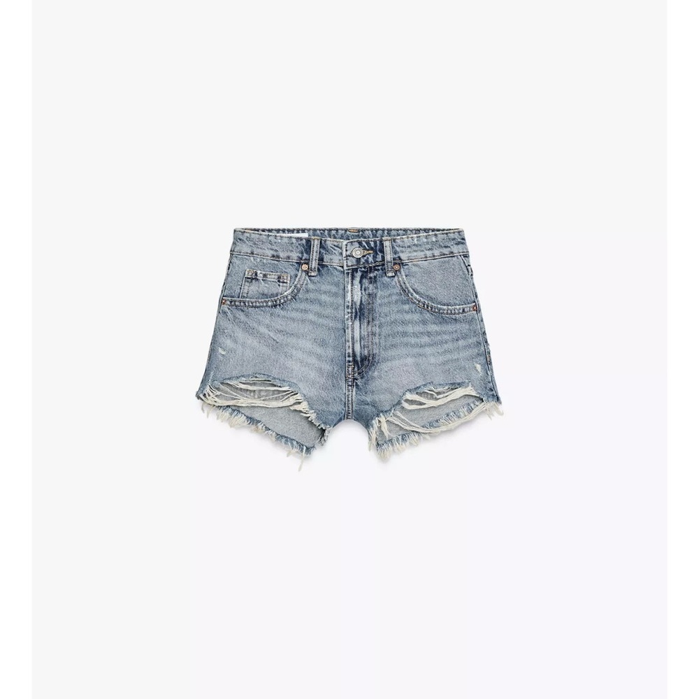Zara denim ripped jeans shorts